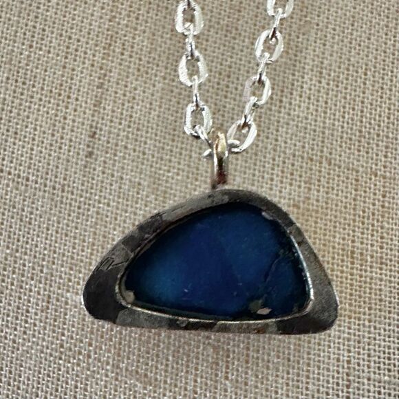 Sterling Silver & Lapis Lazuli Pendant Necklace with  Gold Bail - Picture 5 of 9